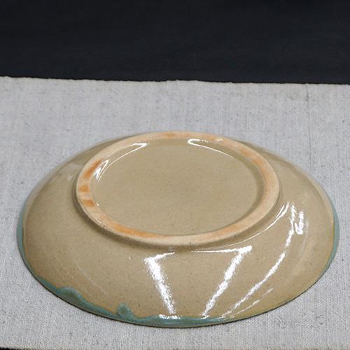 和食器 益子焼 大皿 18cm 青釉 丸笹紋 : うつわの店 クラフトなかつか