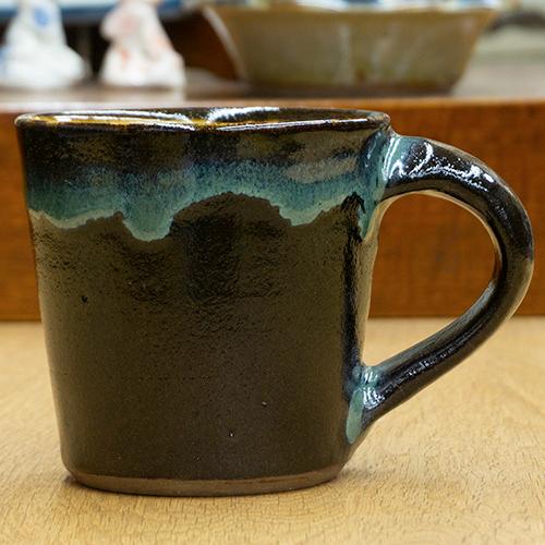和食器 龍門司焼 マグカップ 200cc 黒釉青流 : うつわの店 クラフト