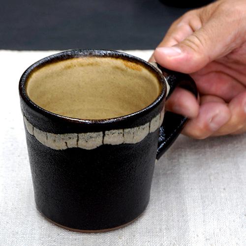 和食器 龍門司焼 マグカップ 200cc 黒釉白流の画像