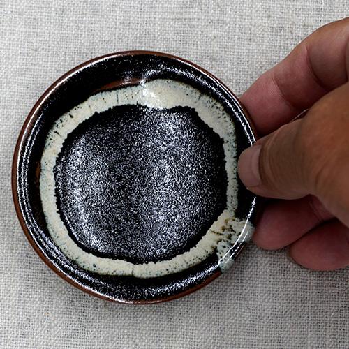 龍　豆皿　3枚 和食器 龍門司焼 豆皿 9cm 黒釉白流 : うつわの店 クラフト