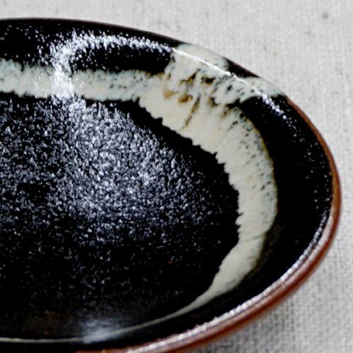 龍　豆皿　3枚 和食器 龍門司焼 豆皿 9cm 黒釉白流 : うつわの店 クラフト