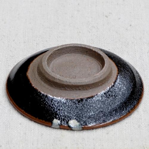 和食器 龍門司焼 豆皿 9cm 黒釉白流 : うつわの店 クラフトなかつか