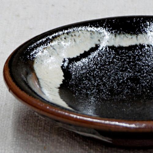 和食器 龍門司焼 豆皿 9cm 黒釉白流 : うつわの店 クラフトなかつか