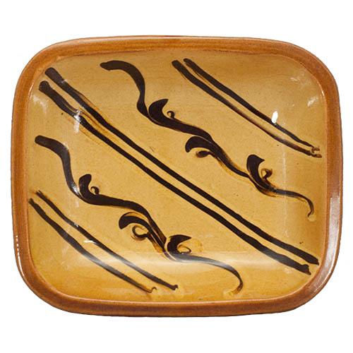 和食器 布志名焼 湯町窯 角 大皿 19.5cm 浪紋濃茶 黄釉 : うつわの店