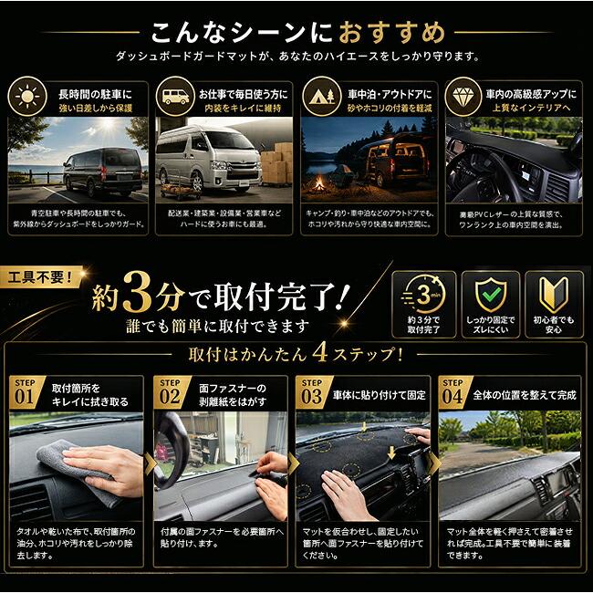ハイエース 200系 標準ボディ ダッシュボードマット ガードマット