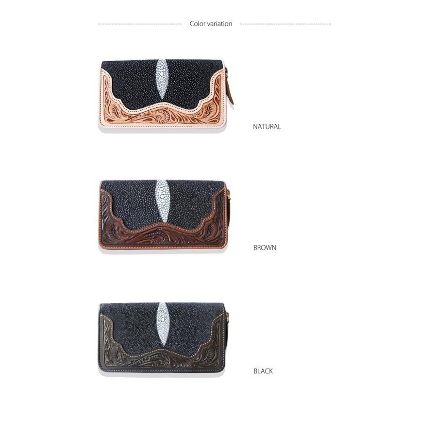 レザークラフト優 財布/長財布/エイ革/ラウンドファスナー/レザー/牛革