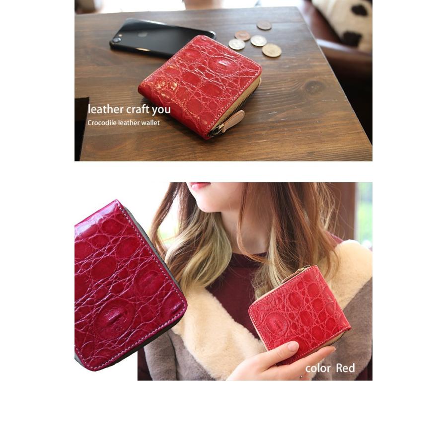 レザークラフト優 二つ折り財布 ミニ財布 ワニ革 鰐革 レザークラフト優 二つ折り財布 ミニ財布 ワニ革 鰐革