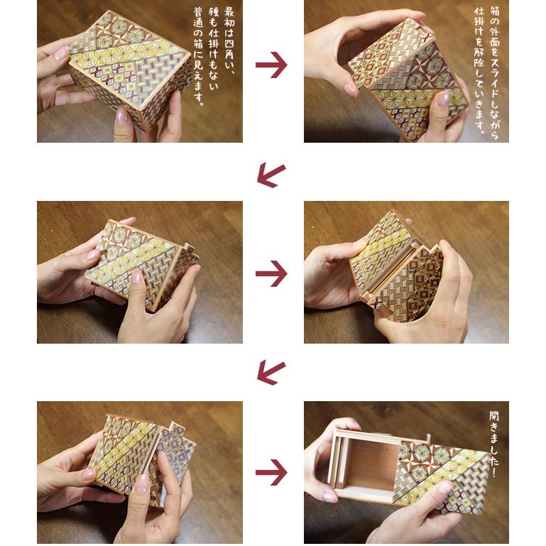 箱根寄木細工 秘密箱(からくり箱)4回仕掛け 小 2.7寸 箱根寄木細工 秘密箱(からくり箱)4回仕掛け 小 2.7寸