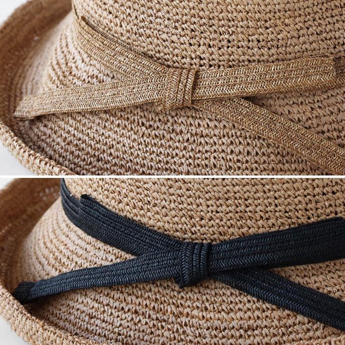 岡本帽子(おかもとぼうし) ラフィア ソフト鍵編み セーラーハット