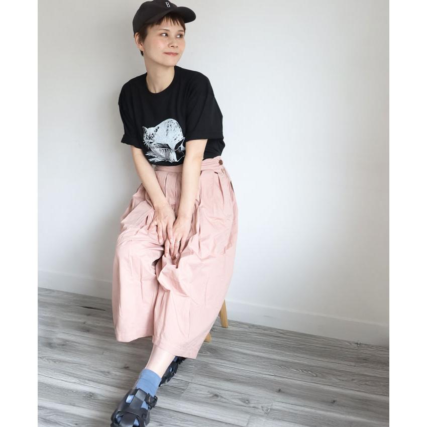 HARVESTY(ハーベスティ) イワサトミキ プリントボックス Tシャツ CAT-1 レディース /岡山 倉敷 児島 定番服 ブランド イラスト 半袖 ゆったり 猫 シンプル 春 夏の画像