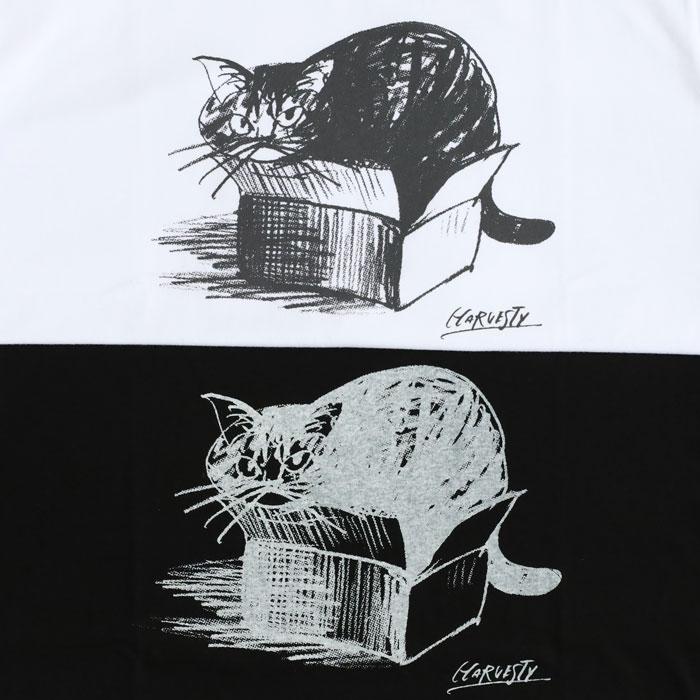 HARVESTY(ハーベスティ) イワサトミキ プリントボックス Tシャツ CAT-1 レディース /岡山 倉敷 児島 定番服 ブランド イラスト 半袖 ゆったり 猫 シンプル 春 夏の画像
