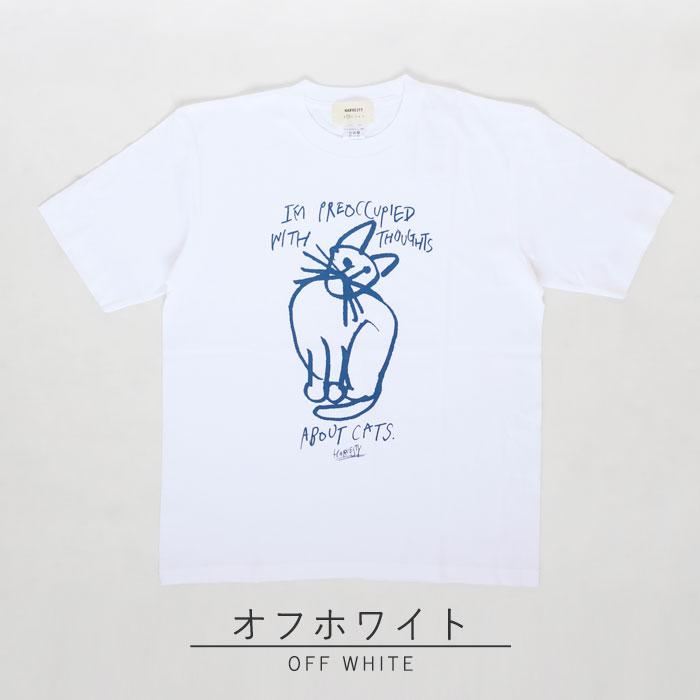 HARVESTY(ハーベスティ) イワサトミキ プリントボックス Tシャツ CAT-2 レディース /岡山 倉敷 児島 定番服 ブランド イラスト 半袖 ゆったり 猫 シンプル 春 夏の画像