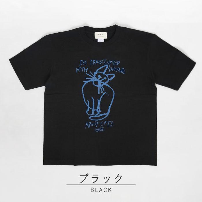HARVESTY(ハーベスティ) イワサトミキ プリントボックス Tシャツ CAT-2 レディース /岡山 倉敷 児島 定番服 ブランド イラスト 半袖 ゆったり 猫 シンプル 春 夏の画像