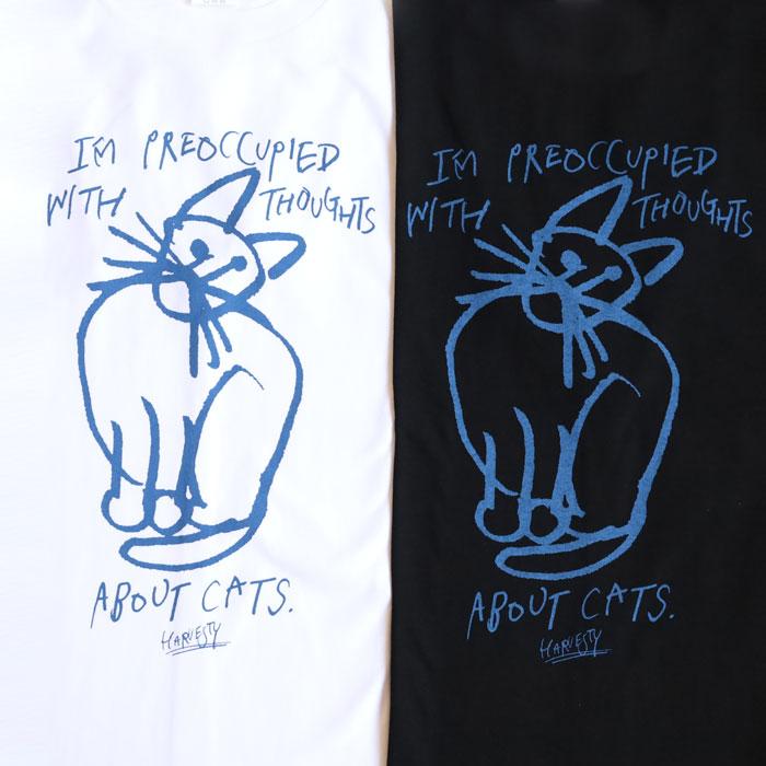 HARVESTY(ハーベスティ) イワサトミキ プリントボックス Tシャツ CAT-2 レディース /岡山 倉敷 児島 定番服 ブランド イラスト 半袖 ゆったり 猫 シンプル 春 夏の画像