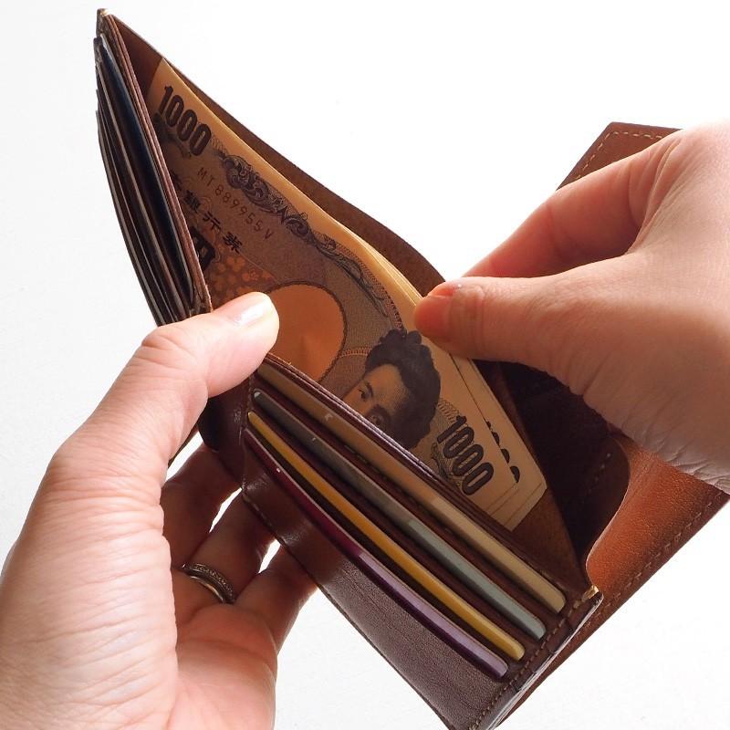 本革 ギャルソンウォレット 栃木レザー 二つ折り財布 コンパクト財布 キャメル annak ANNAK(アナック) 栃木レザー コンパクト二つ折り