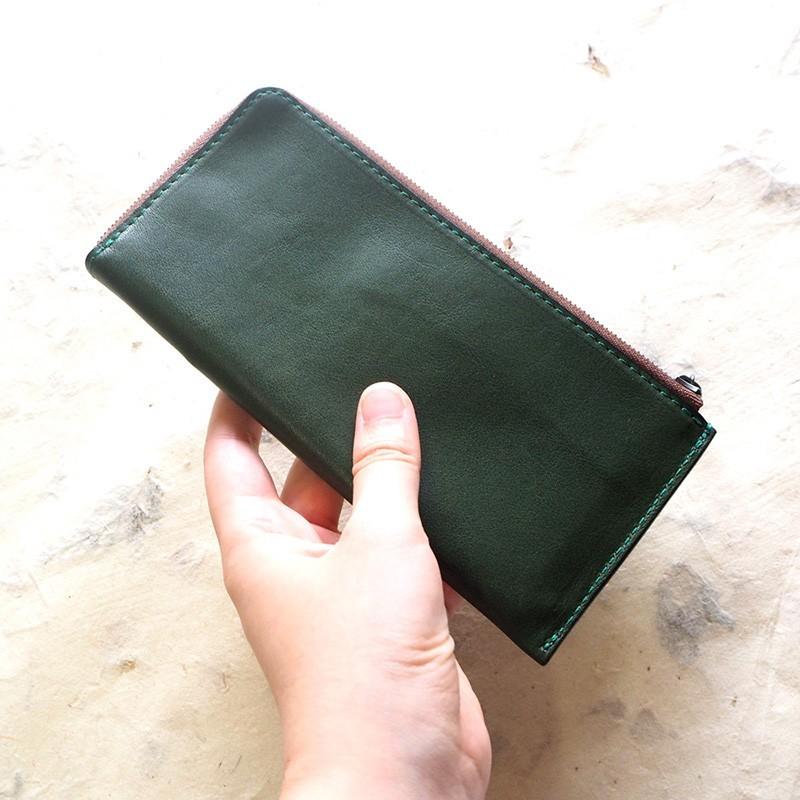 annak（アナック） 栃木レザー L字長財布 スリムウォレット グリーン