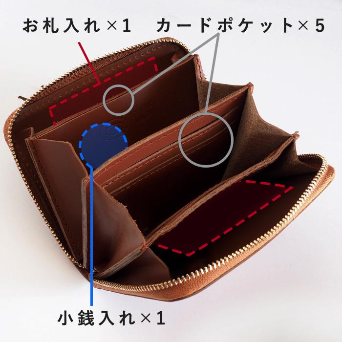 annak（アナック） コンパクトラウンドジップ財布 姫路レザー ダーク