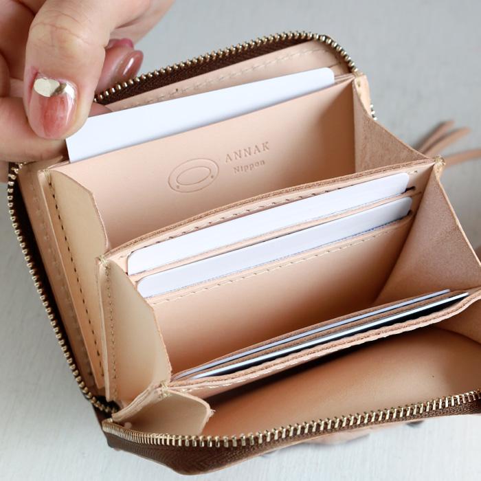 annak（アナック） コンパクトラウンドジップ財布 栃木レザー グリーン