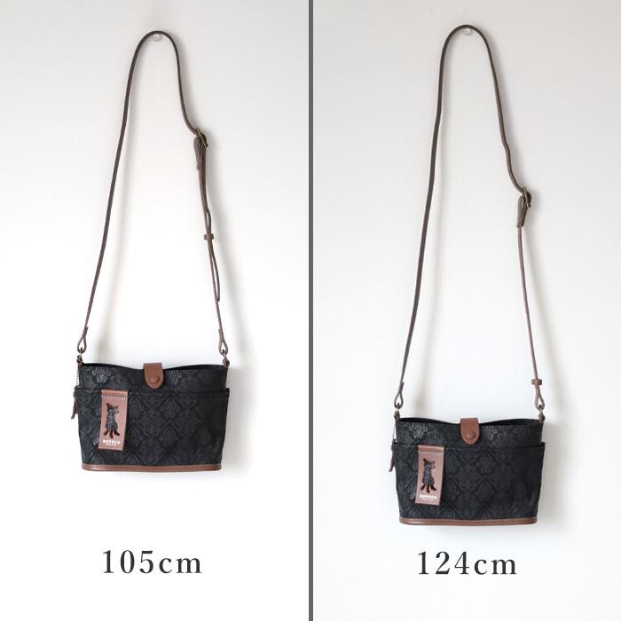 aoneco(アオネコ) ダマスク柄 バケット ミニ ショルダーバッグ 横型 / 保護猫 支援 寄付 ブランド 日本製 レディース 肩掛け ポシェット 斜めがけ 猫 ネコ 本革 | aoneco | 16