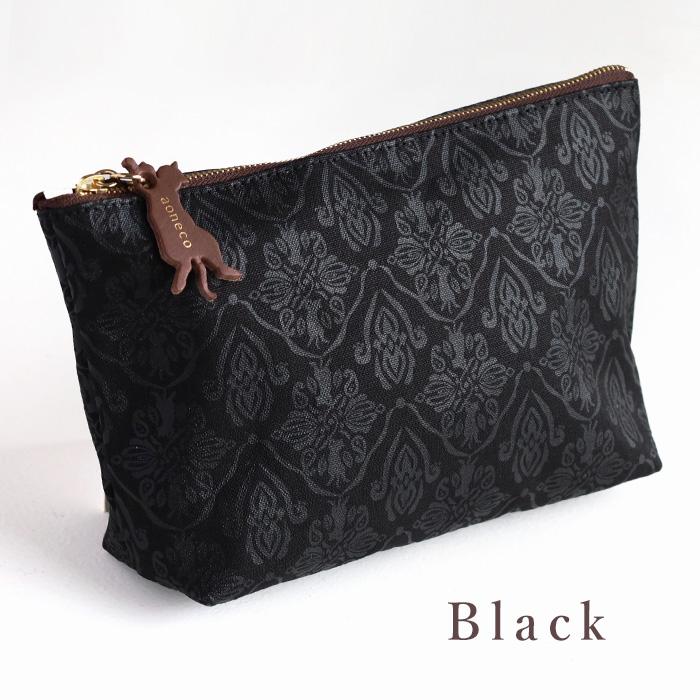 aoneco(アオネコ) ダマスク柄 ポーチ Mサイズ / 化粧ポーチ 小物入れ