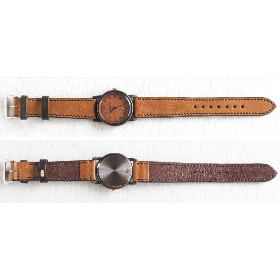 手作り腕時計 ハンドメイド ARKRAFT(アークラフト) Dennis Medium 革文字盤/メンズ レディース ユニセックス 男女兼用 ペアウォッチ お揃い ハンドメイド レディース ユニセックス 男女兼用 プエブロキャメル 茶色 ブラウン