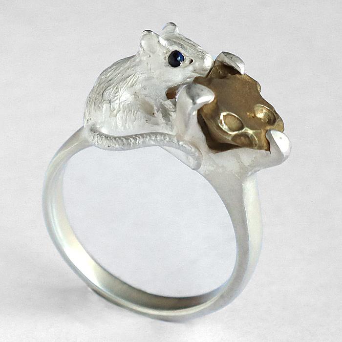 DECOvienya ネズミリング DECOvienya（デコヴィーニャ） 手作りアクセサリー ネズミ立て爪リング