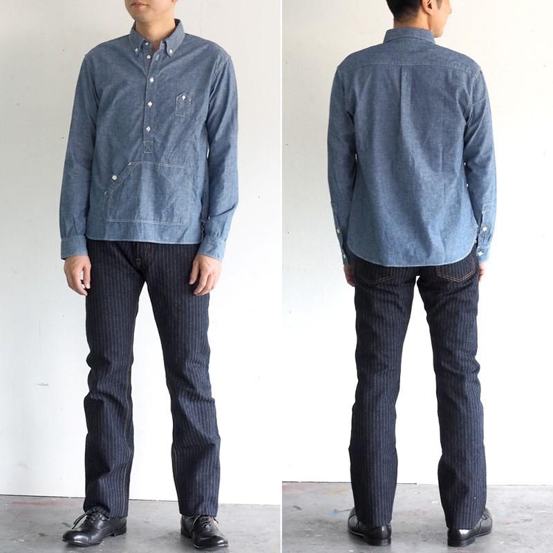 16oz　へリンボーン　ストレートジーンズ38 GRAPH ZERO】16oz ボタンフライ ストレートジーンズ (ヘリンボーン)