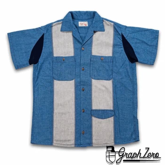 graphzero（グラフゼロ） ボーリングシャツ インディゴ 半袖 メンズ