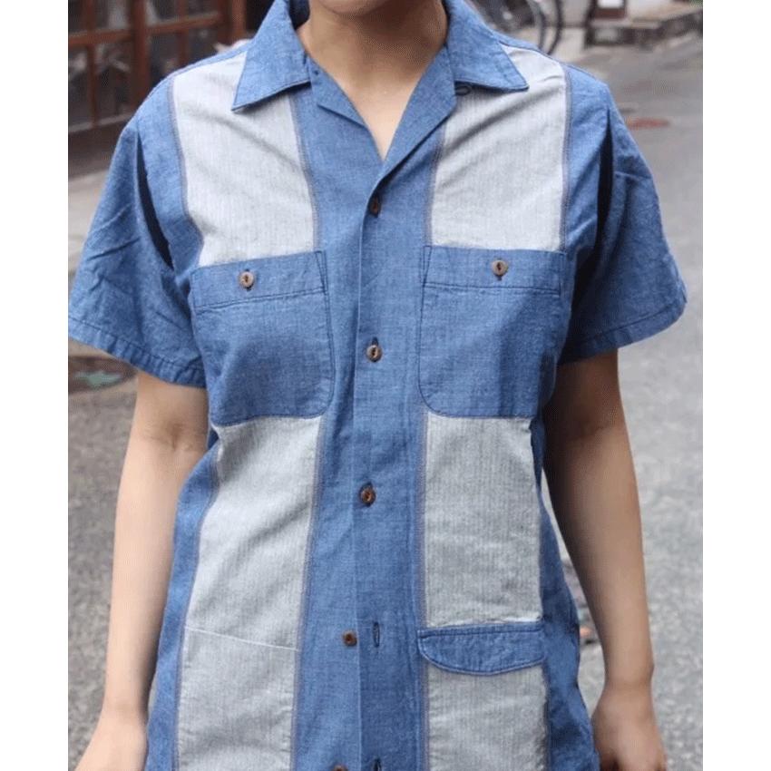graphzero（グラフゼロ） ボーリングシャツ インディゴ 半袖 メンズ