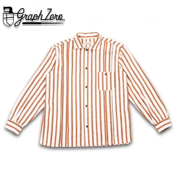 graphzero（グラフゼロ） プリーツ 長袖シャツ ホワイト×オレンジ