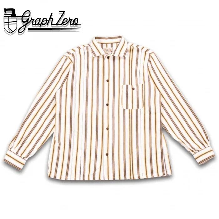 graphzero（グラフゼロ） プリーツ 長袖シャツ ホワイト×イエロー