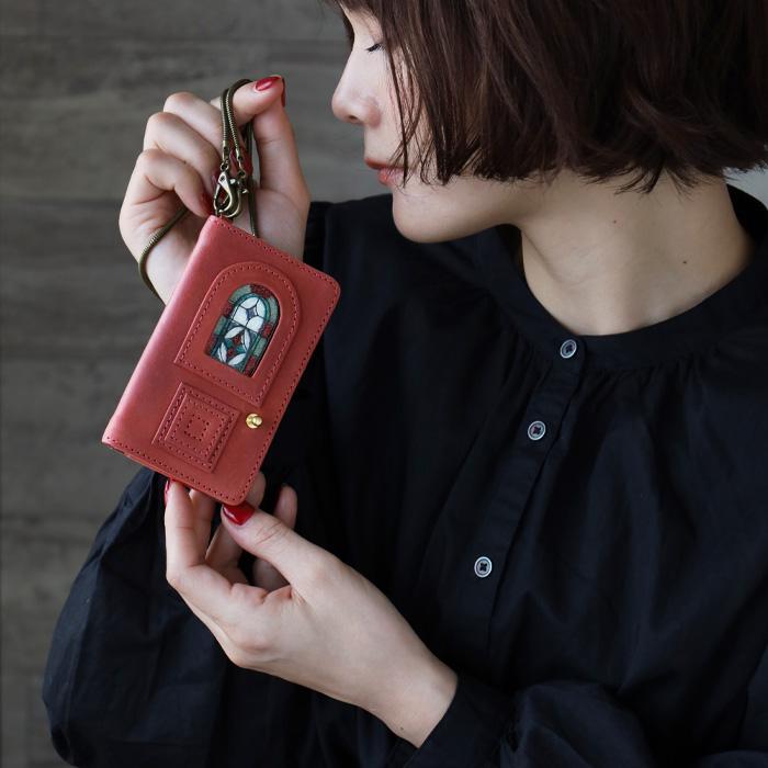 glart (グラート) パスケース ステンドグラス アンティークドア レッド