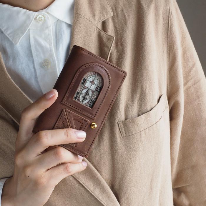 glart (グラート) ステンドグラス アンティークドア 名刺入れ セピア