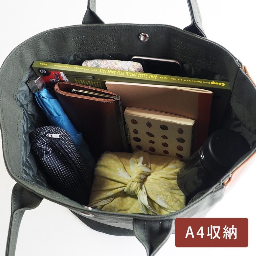 REAL STANDARD life 倉敷帆布9号 姫路レザー BC Luton HELMETBAG Mサイズ グリーン 肩にかけられるトートバッグ/レディース/メンズ/牛革/帆布｜craftcafe｜17