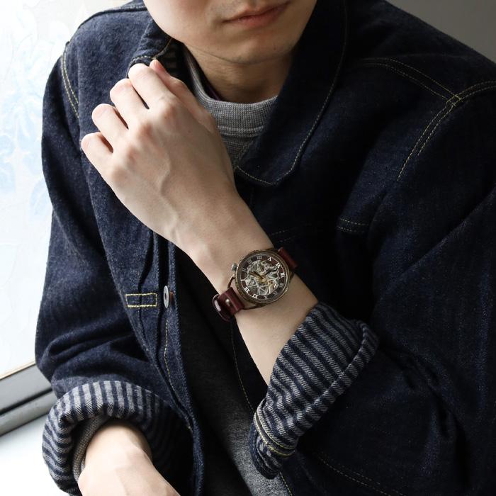 キノ KINO（キノ） 手作り腕時計 自動巻き 裏スケルトン メカニック