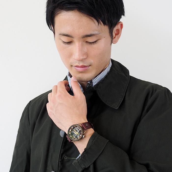キノ KINO(キノ) 手作り腕時計 自動巻き 裏スケルトン メカニック
