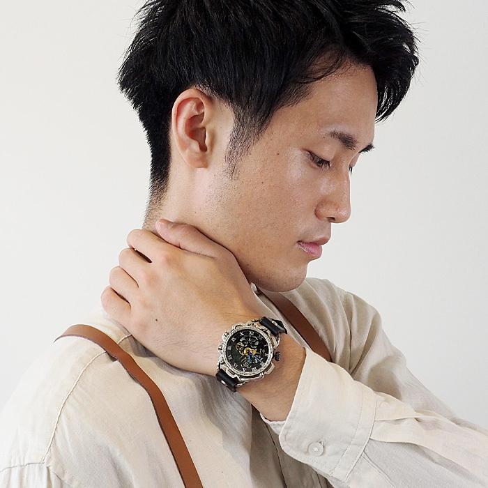 c*o様 【美品】KINO スケルトン腕時計 レザー赤バンド キノ KINO（キノ） 手作り腕時計 自動巻き 裏スケルトン キノパンク