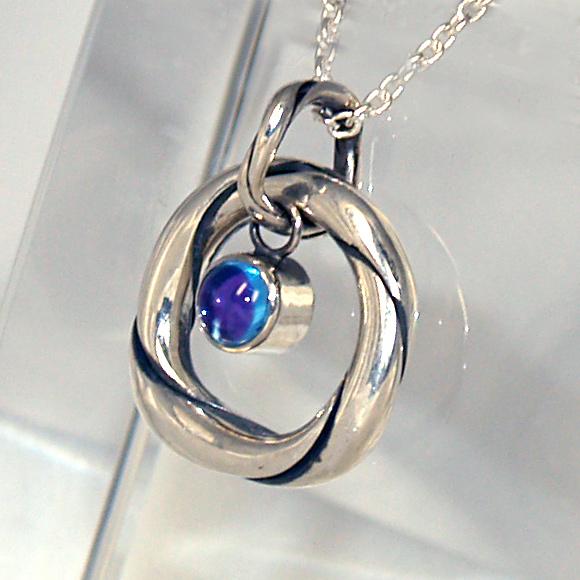 銀工房AramaRoots(アラマルーツ) シルバーネックレス“和柄ノ京銀”銀ひねり「麗」 蒼紅色 / アラマルーツ レディース シルバー ネックレス 手作り アクセサリー