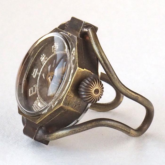 KS（ケーエス）手作り リングウォッチ 真鍮 八角形ケース 干支文字盤