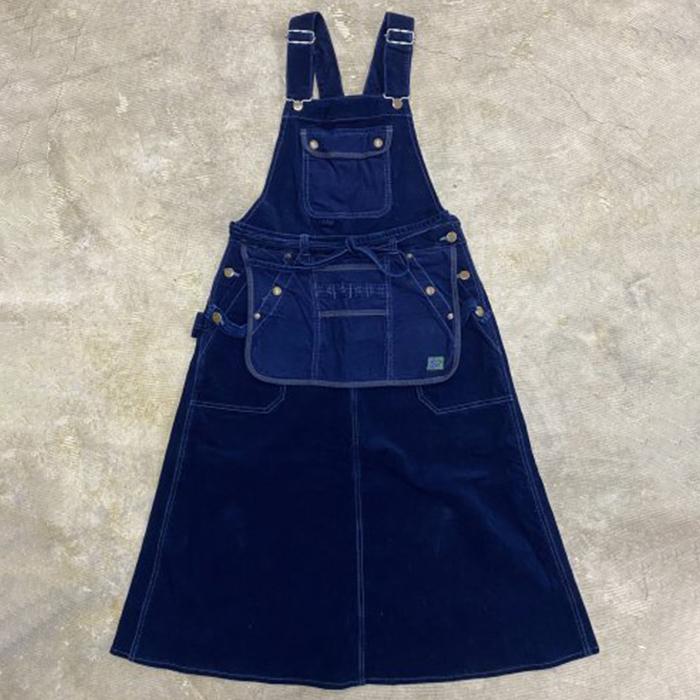 Katie デニムオーバーオールスカート インディゴブルー DEEP BLUE（ディープブルー） カーゴロングスカート ワンウォッシュ