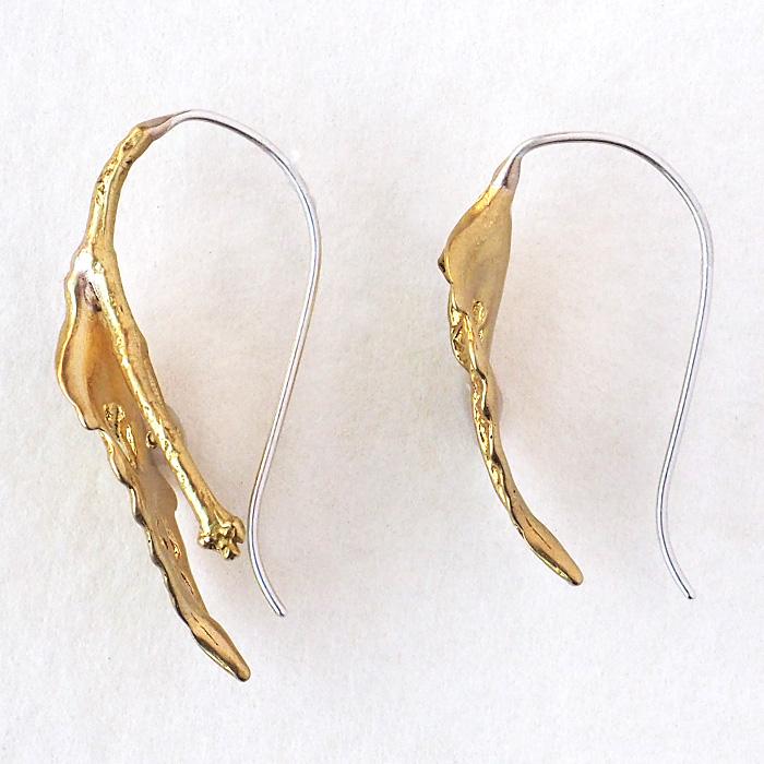 Lano(ラノ) 手作りアクセサリー リーフ フックピアス 真鍮 2個セット