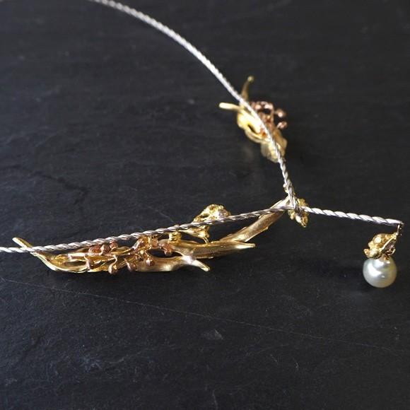 手作りアクセサリー パール 銅 真鍮 シルバー ボヌール ネックレス