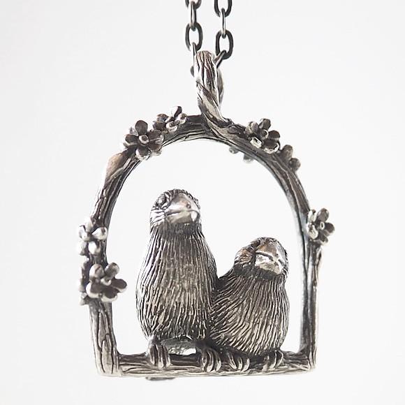 marship（マーシップ） 手作りアクセサリー 仲良し文鳥 シルバー