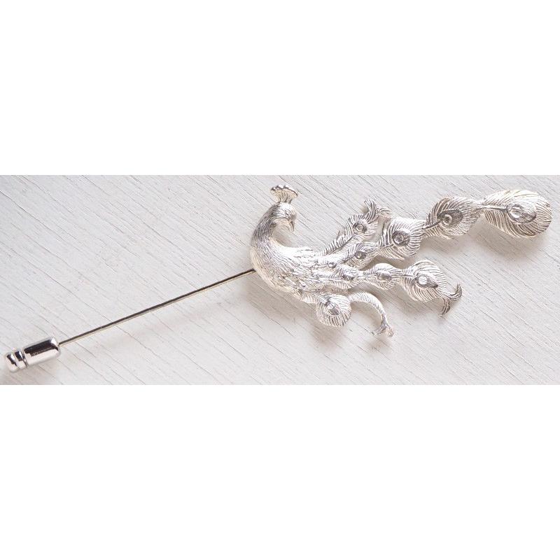 〈美品〉　孔雀　くじゃく　ブローチ　シルバー　silver 925 marship(マーシップ) クジャクのブローチ シルバー /ピンバッチ
