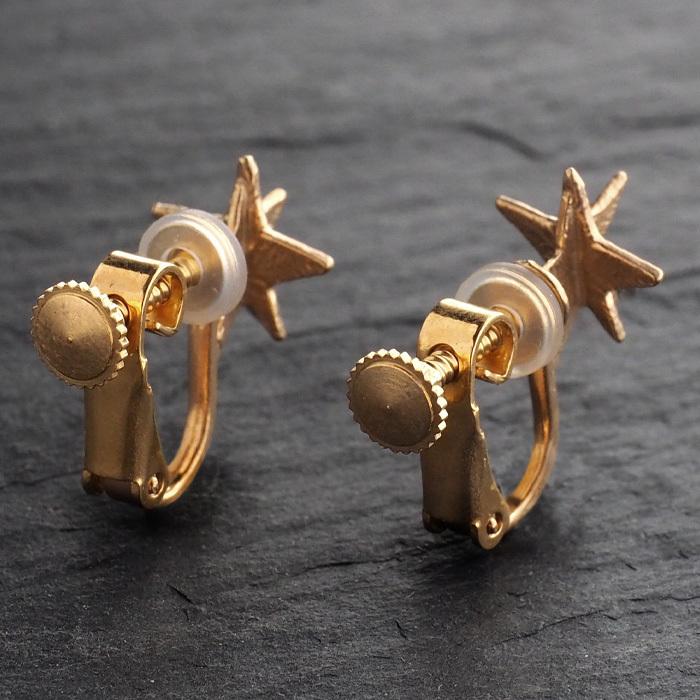 作家様　イヤリング　ハンドメイド　星 sasakihitomi(ササキヒトミ) お星さまイヤリング 真鍮 18金
