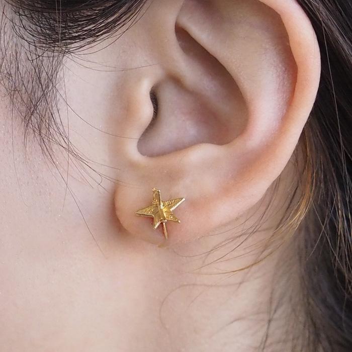 sasakihitomi(ササキヒトミ) お星さまシングルピアス 真鍮 18金 