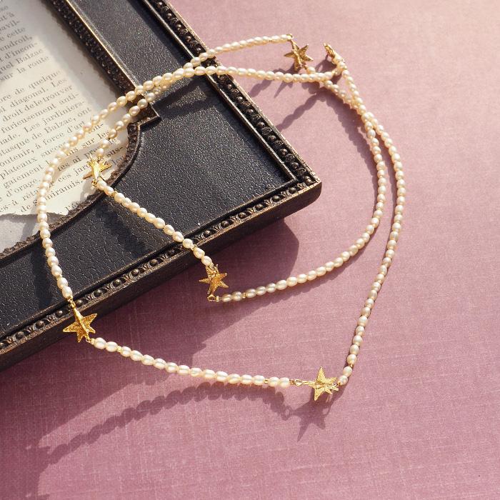 sasakihitomi(ササキヒトミ) お星さま ロングネックレス パール