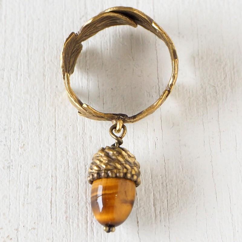 sasakihitomi（ササキヒトミ） どんぐりリング 真鍮＆天然石 タイガー