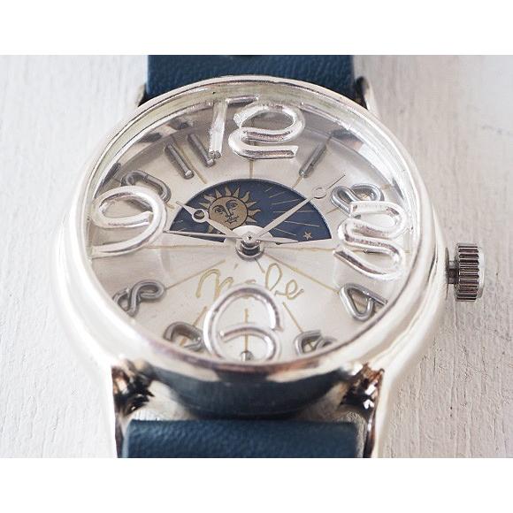 手作り腕時計 ハンドメイド 渡辺工房 On Time SUN&MOON シルバー