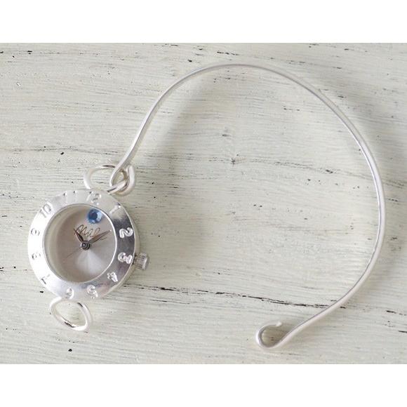 手作り腕時計 ハンドメイド 渡辺工房 Silver Armlet 3 レディースシルバー 12時スワロフスキー/レディース アンティーク アンティーク調 エレガント シックの画像
